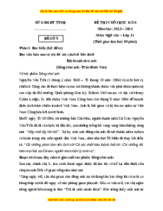 Đề thi cuối kì 2 Ngữ văn 11 Chân trời sáng tạo (Đề 5)