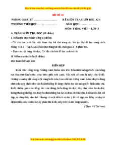 Đề thi cuối kì 1 Tiếng Việt lớp 3 Kết nối tri thức - Đề 10