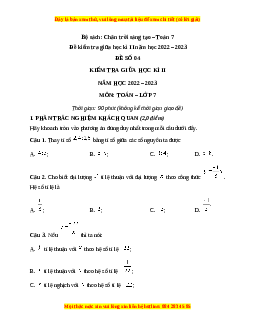 Đề thi giữa học kì 2 Toán 7 Chân trời sáng tạo có đáp án (Đề 4)