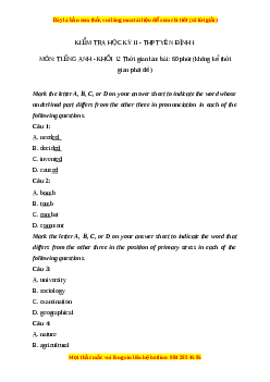 Đề thi cuối kì 2 Tiếng Anh lớp 12 trường THPT Yên Định I năm 2023