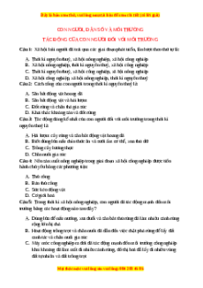 Trắc nghiệm Tác động của con người đối với môi trường Sinh học 9