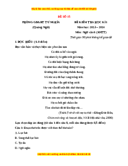 Đề thi cuối kì 1 Ngữ văn 6 Kết nối tri thức - Đề 15