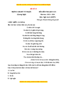 Đề thi cuối kì 1 Ngữ văn 6 Kết nối tri thức - Đề 15