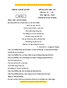 Đề thi giữa kì 1 Ngữ văn 6 Chân trời sáng tạo (đề 4)