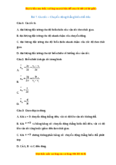 Trắc nghiệm Gia tốc – Chuyển động thẳng biến đổi đều Vật lí 10 Chân trời sáng tạo
