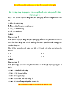 Trắc nghiệm Bài 27: Ứng dụng công nghệ vi sinh trong bảo vệ môi trường và xử lí chất thải trồng trọt