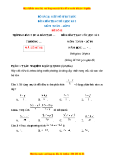 Đề thi cuối kì 2 Toán 8 Kết nối tri thức (Đề 2)