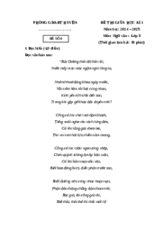 Đề thi giữa kì 1 Ngữ văn 9 Cánh diều 2024 (Đề 6)