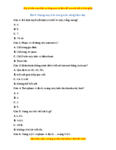Trắc nghiệm Bài 8 Tin học 10 Kết nối tri thức: Mạng máy tính trong cuộc sống hiện đại
