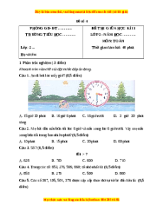 Đề thi giữa kì 2 Toán lớp 2 Chân trời sáng tạo - Đề 4