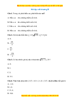 Trắc nghiệm Bài tập cuối chương 2 Toán 7 Cánh diều