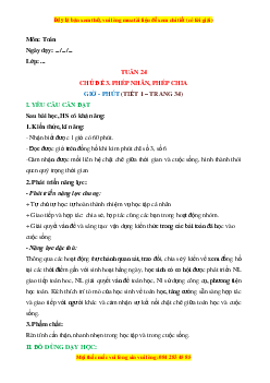 Giáo án Giờ - Phút Toán lớp 2 Cánh diều