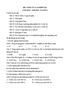 Đề cương ôn tập Cuối kì 2 Sinh học 10 Kết nối tri thức