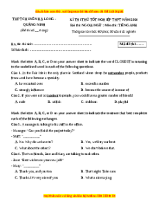 Đề thi thử tốt nghiệp Tiếng Anh trường THPT Chuyên Hạ Long - Quảng Ninh năm 2024