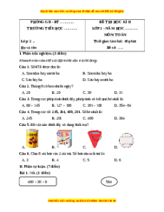 Đề thi cuối kì 2 Toán lớp 2 Cánh diều (Đề 13)