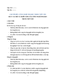 Giáo án chuyên đề Bài 5: Vai trò và triển vọng của công nghệ sinh học trong thủy sản 12 Kết nối tri thức