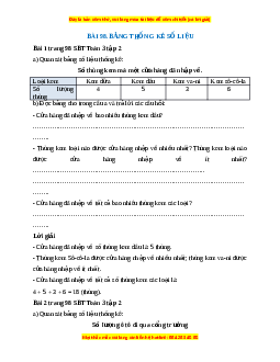 VBT Toán lớp 3 Bài 98 (Cánh diều): Bảng số liệu thống kê