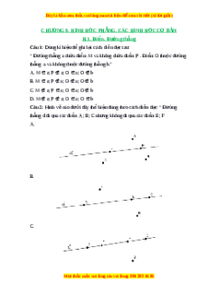 Trắc nghiệm Điểm. Đường thẳng Toán 6 Chân trời sáng tạo