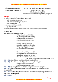 Đề thi thử Ngữ văn Cụm trường Giá Rai - Bạc Liêu lần 1 năm 2023