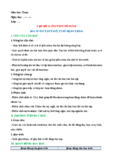 Giáo án Ôn tập tỉ số, tỉ số phần trăm Toán lớp 5 Kết nối tri thức