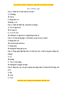 Trắc nghiệm Bài 5 Tin học 10 Kết nối tri thức: Dữ liệu lôgic