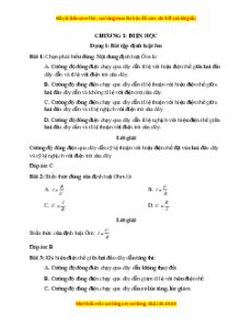 Bộ Trắc nghiệm Vật lí 9 (cả năm) có đáp án