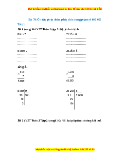 VBT Toán lớp 3 Bài 78 (Kết nối tri thức): Ôn tập phép nhân, phép chia trong phạm vi 100 000