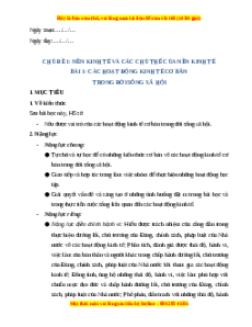 Giáo án Bài 1 KTPL 10 Kết nối tri thức: Các hoạt động kinh tế cơ bản trong đời sống xã hội