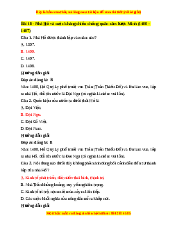 Trắc nghiệm Lịch sử 7 Bài 18 Chân trời sáng tạo: Nhà Hồ và cuộc kháng chiến chống quân xâm lược Minh (1400-1407)