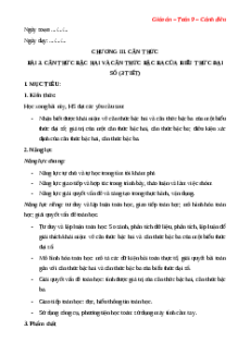 Giáo án Căn thức bậc hai và căn thức bậc ba của biểu thức đại số Toán 9 Cánh diều