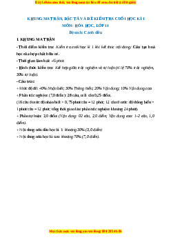 Đề thi cuối kì 1 Hóa Học 11 Cánh diều - Đề 1