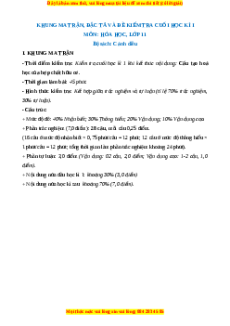 Đề thi cuối kì 1 Hóa Học 11 Cánh diều - Đề 1