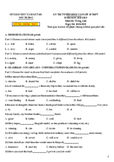 Đề thi vào 10 Tiếng Anh Tỉnh Sóc Trăng năm 2023-2024