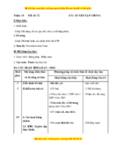 Giáo án Bài 72 Toán lớp 5: Luyện tập chung (Trang 72)