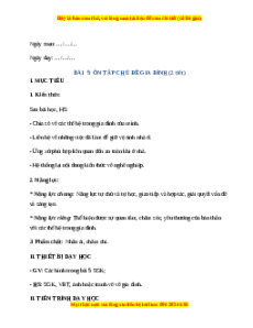 Giáo án Ôn tập chủ đề gia đình TNXH lớp 2 Chân trời sáng tạo