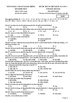 Đề thi thử tốt nghiệp Hóa học Sở GD&ĐT Hải Phòng lần 1 năm 2024