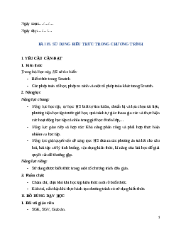 Giáo án Bài 15: Sử dụng biểu thức trong chương trình Tin học lớp 5 Kết nối tri thức