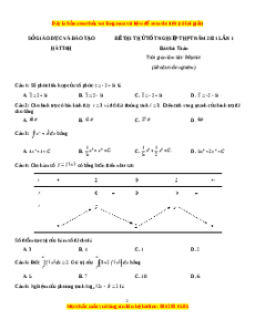 Đề thi thử Toán Sở Hà Tĩnh năm 2021