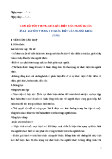 Giáo án Bài 3: Em tôn trọng sự khác biệt của người khác Đạo đức lớp 5 Chân trời sáng tạo