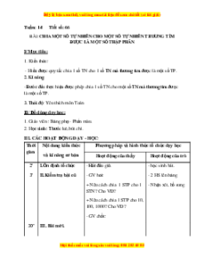Giáo án Bài 66 Toán lớp 5: Chia một số tự nhiên cho một số tự nhiên mà thương tìm được là một số thập phân