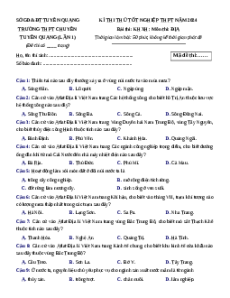 Đề thi thử tốt nghiệp Địa lí trường THPT Chuyên Tuyên Quang năm 2024