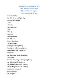 Đề cương Cuối kì 2 KHTN 6 Chân trời sáng tạo (nối tiếp)