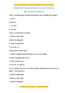 Trắc nghiệm Làm quen với biến cố Toán 7 Kết nối tri thức