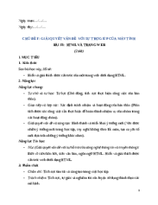 Giáo án Bài F1: HTML và trang web Tin học 12 Chân trời sáng tạo