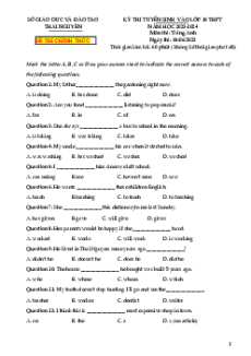 Đề thi vào 10 Tiếng Anh Tỉnh Thái Nguyên năm 2023-2024