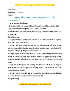 Giáo án Bảng trừ (qua 10) Toán lớp 2 Kết nối tri thức