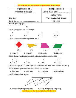 Đề thi cuối kì 2 Toán lớp 4 Kết nối tri thức (Đề 18)