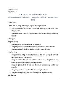 Giáo án Công thức xác suất toàn phần và công thức Bayes Toán 12 Kết nối tri thức
