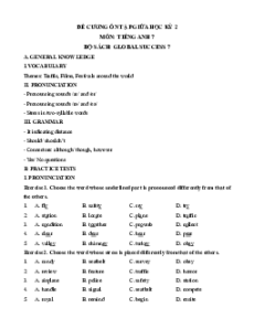 Đề cương ôn tập Giữa kì 2 Tiếng Anh 7 Global Success