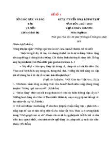 Đề chính thức Ngữ văn vào 10 Hà Nội năm 2023 - 2024